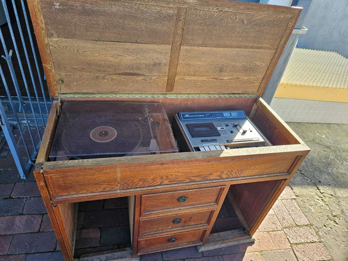 Vintage Oak Music Cabinet