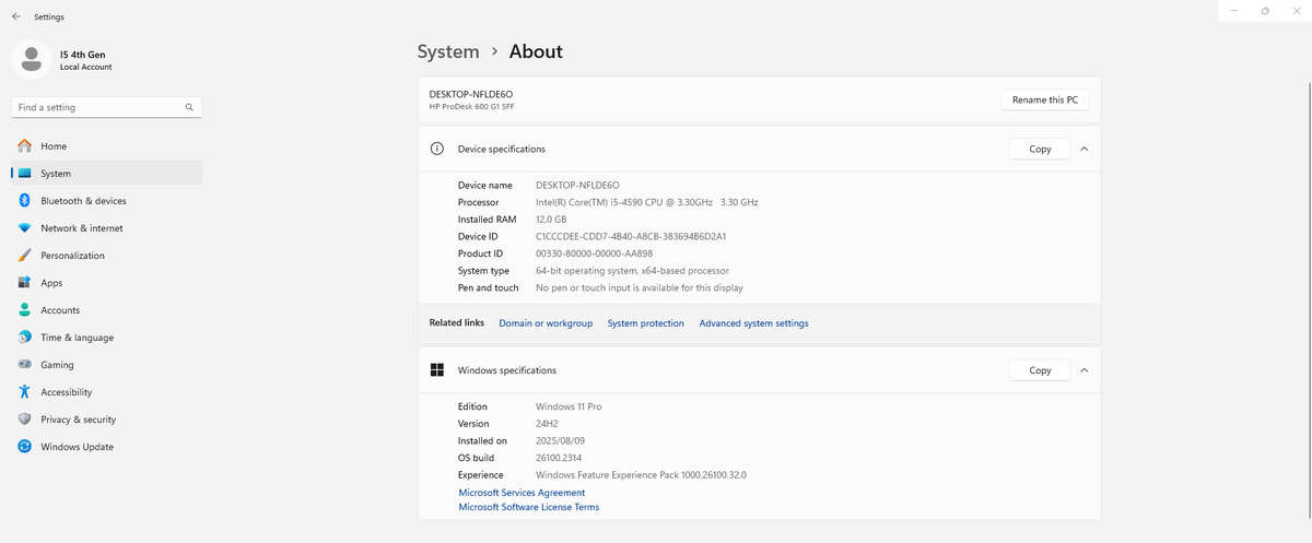 HP ProDesk 600 G1 SFF Desktop PC  i5 4590  12GB RAM 256SSD - 500GB HDD  Win11Pro