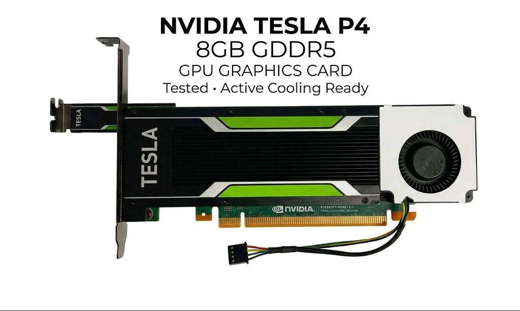 NVIDIA Tesla P4 8GB GDDR5 AI/Plex GPU - Low Profile - Custom Silent PWM Fan