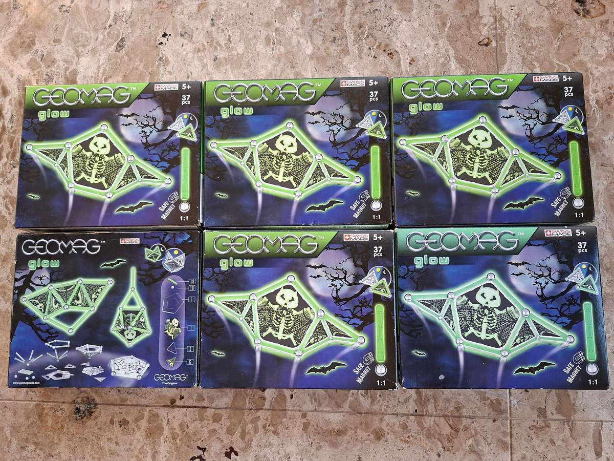 6x NEW Geomag Glow Fear Magnetic Construction Sets (37-Piece Each)  Direct from Manufacturer