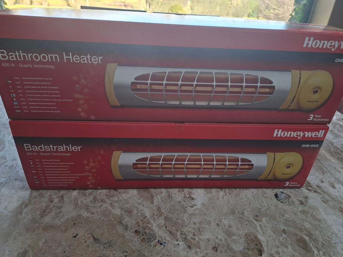 2 x Honeywell QHB 600E Bathroom / Baby Changing Room / Patio Infrared Heaters  BRAND NEW