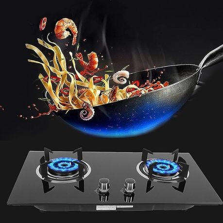 Xmy/Aruif 2-Burner Tempered Glass Panel Gas Stove with Auto-Ignition RH 2008