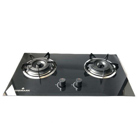 Xmy/Aruif 2-Burner Tempered Glass Panel Gas Stove with Auto-Ignition RH 2008
