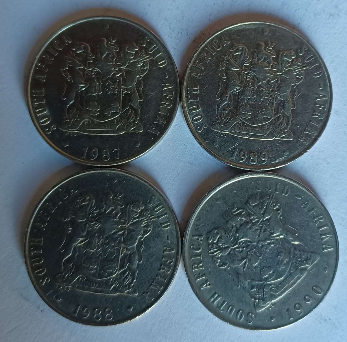 Old RSA 50 Cent Coins (1987, 1988, 1989, 1990)