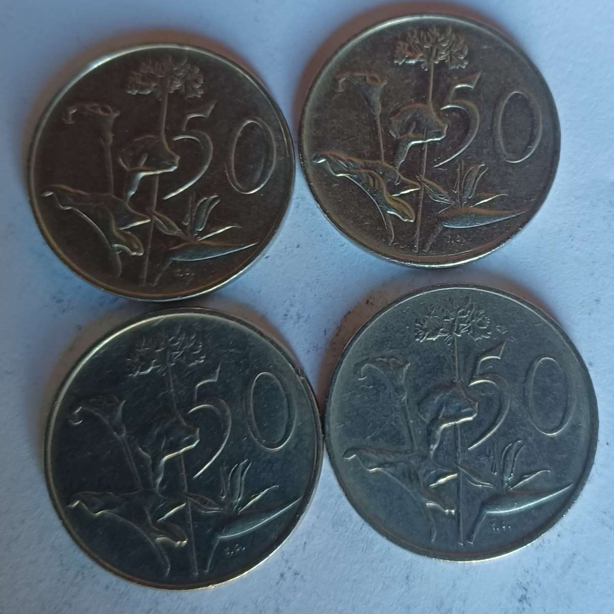 Old RSA 50 Cent Coins (1987, 1988, 1989, 1990)