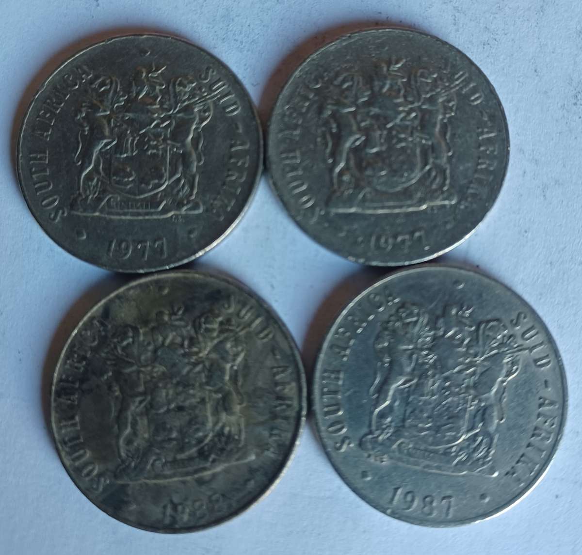 Old RSA 50 Cent Coins (1987, 1977(2), 1988)