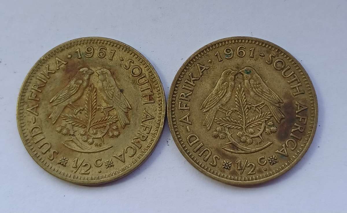 1961 RSA 1/2 Cent Coins