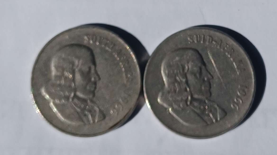 Old RSA 50 Cent Coins (1966 English and Afrikaans)