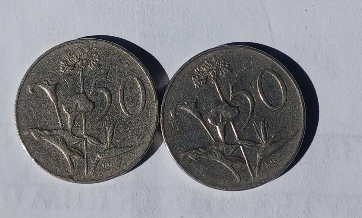Old RSA 50 Cent Coins (1966 English and Afrikaans)