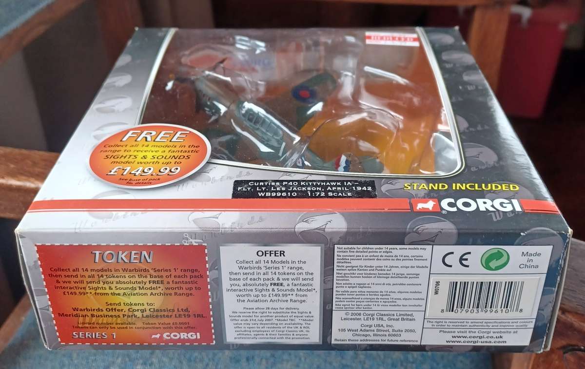 Corgi ~  Scale 1:72 ~ Curtiss P40 Kittyhawk IA Flt. Les Jackson April 1942