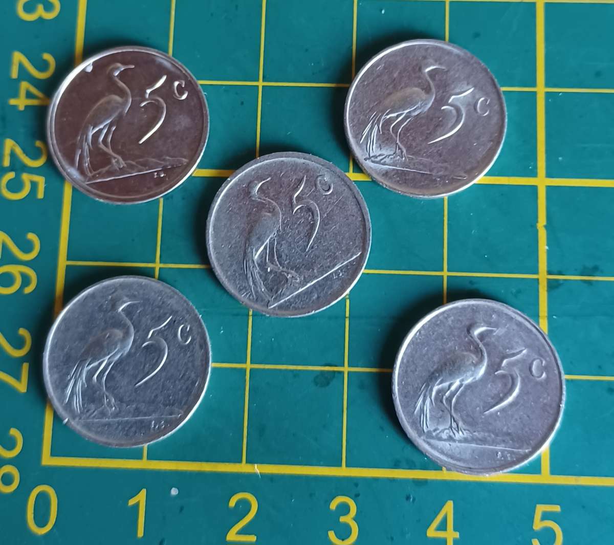 1988, 1981, 1975, 1983, 1985 5Cent Coins ~ South Africa