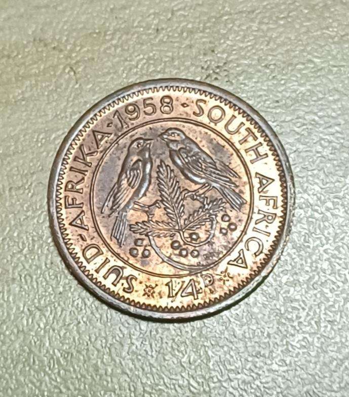 1958 ~ 1/4D ~ 1/4 Penny ~ Farthing ~ South Africa