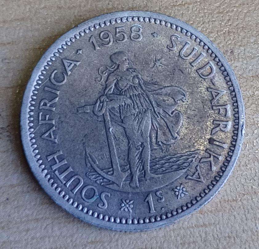 S A UNION SILVER 1 SHILLING 1958