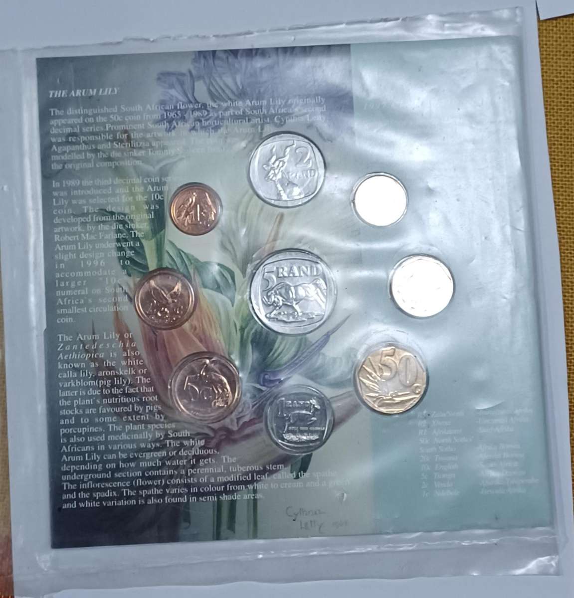 1997 UNC Set ~ South Africa ~ one cent to  5 Rand coin set -- sealed In Original Folder