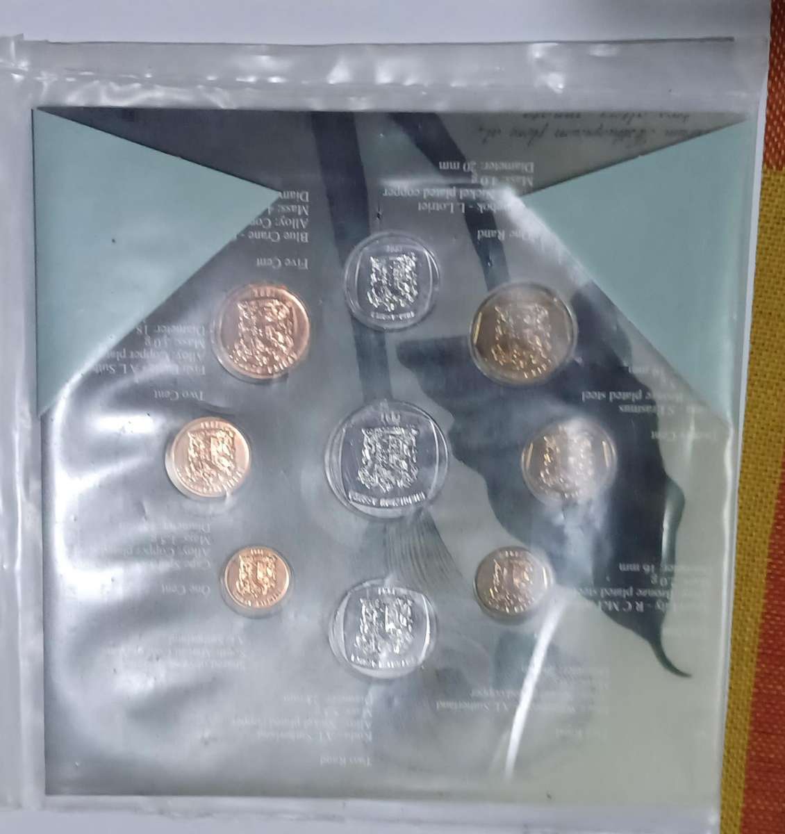 1997 UNC Set ~ South Africa ~ one cent to  5 Rand coin set -- sealed In Original Folder