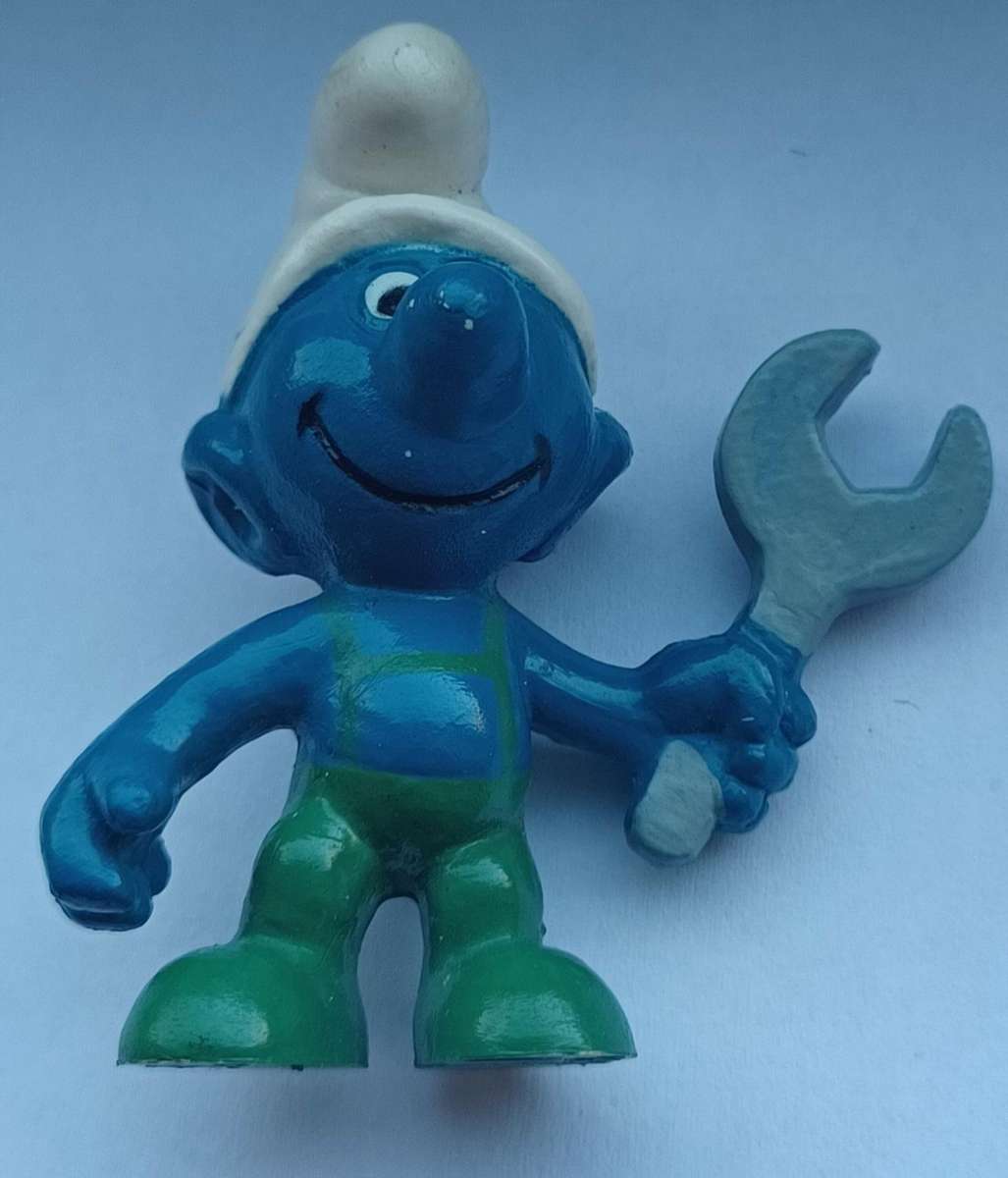 Mechanic Smurf  ~ Peyo Schleich ~ Vintage 80's