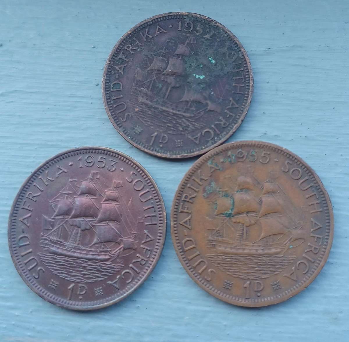 1952, 1953 & 1955~ 1D Penny ~ South Africa