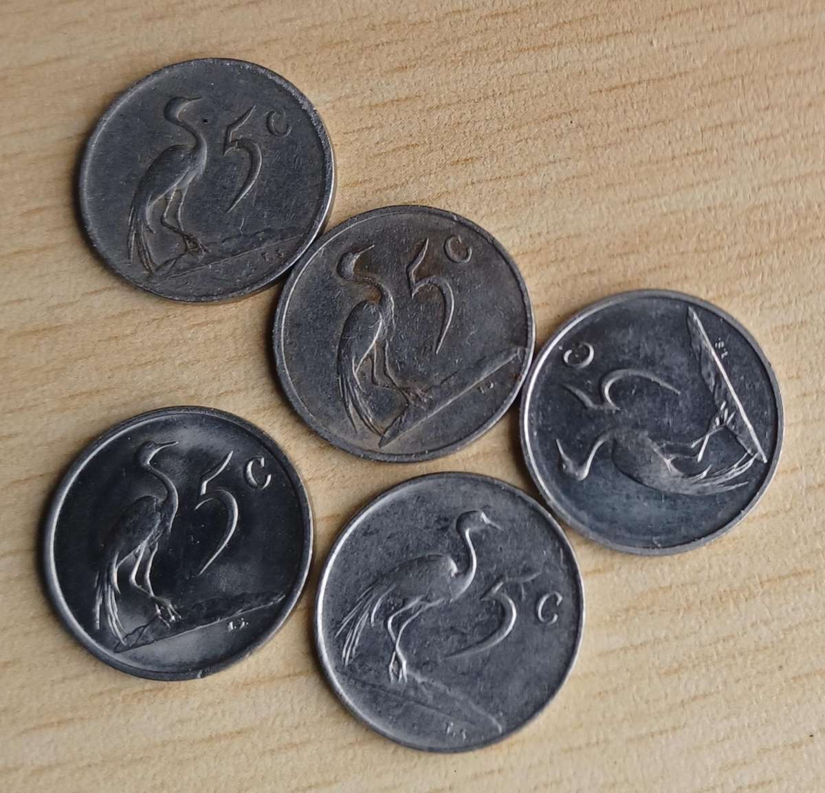 South Africa 5 Cent lot of 5