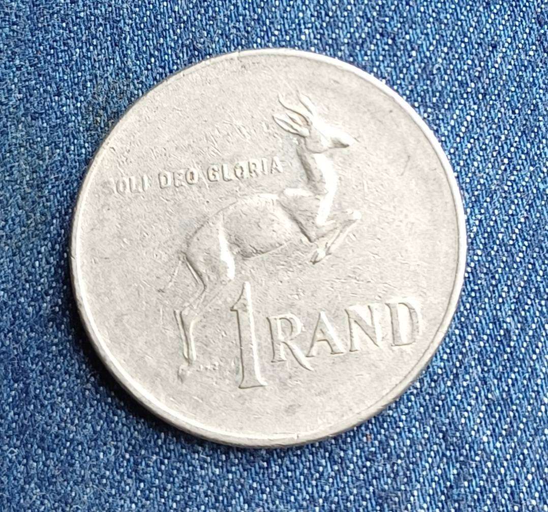 1977 Nickel  one  Rand ~ South Africa Springbok