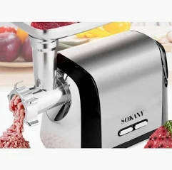 New Sokany GB electric meat grinder in box with attachements