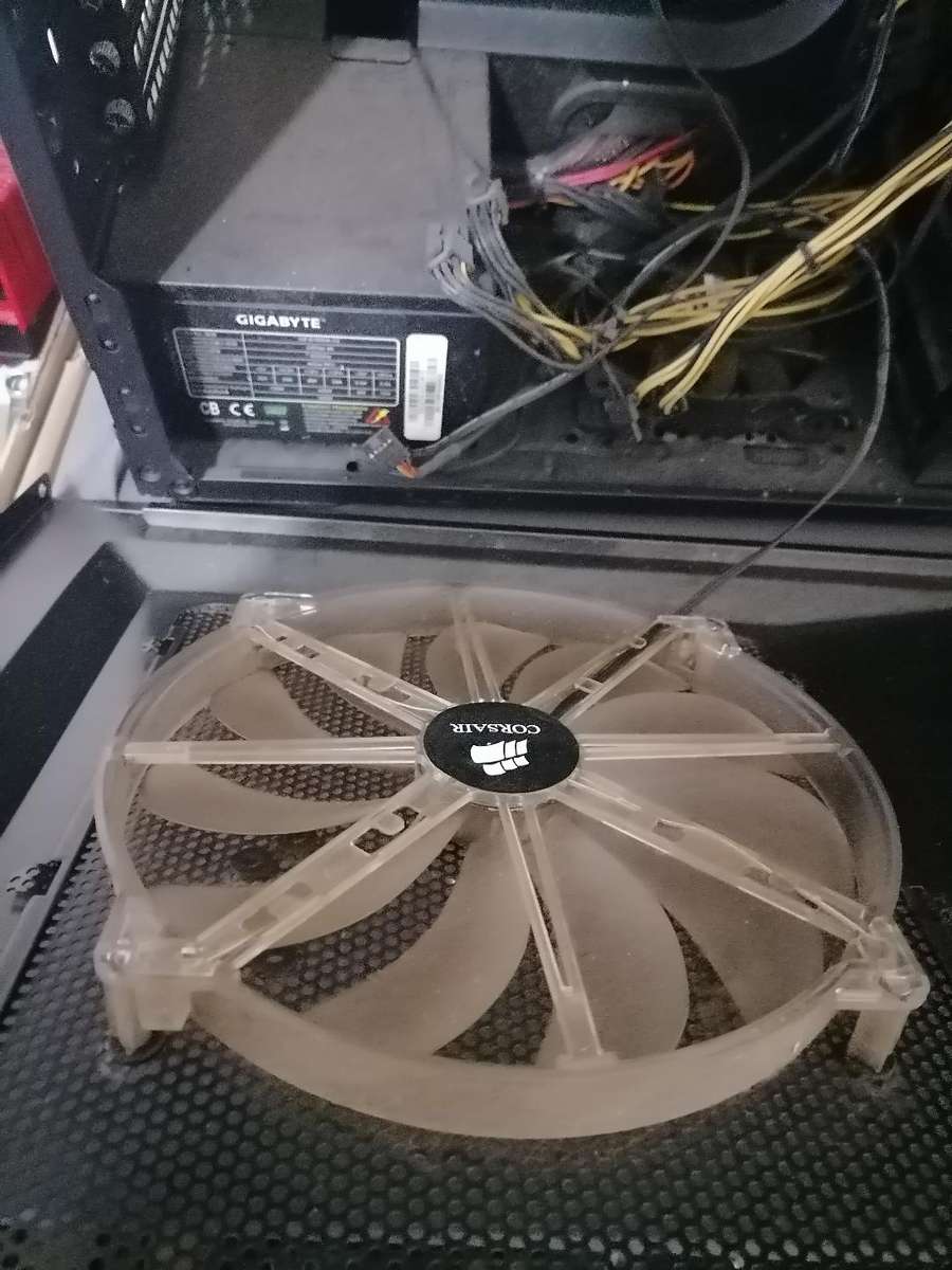 Corsair gaming PC box with Gigabyte motherboard and PSU. i5 CPU. Sold as is.