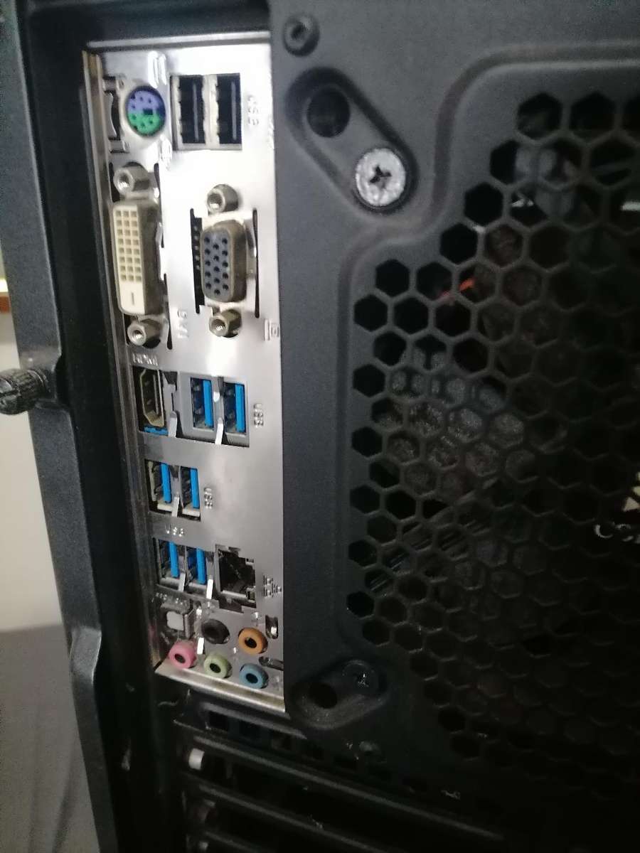 Corsair gaming PC box with Gigabyte motherboard and PSU. i5 CPU. Sold as is.