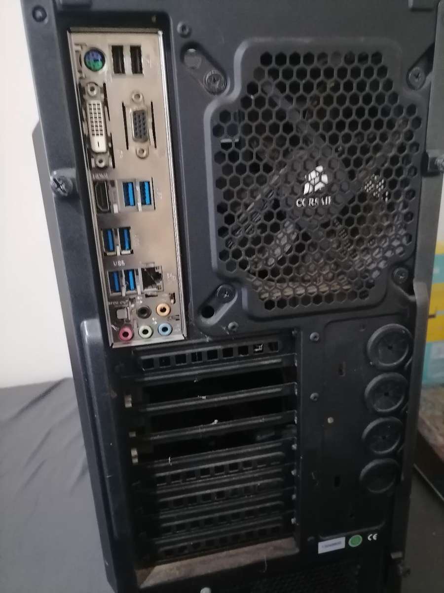 Corsair gaming PC box with Gigabyte motherboard and PSU. i5 CPU. Sold as is.