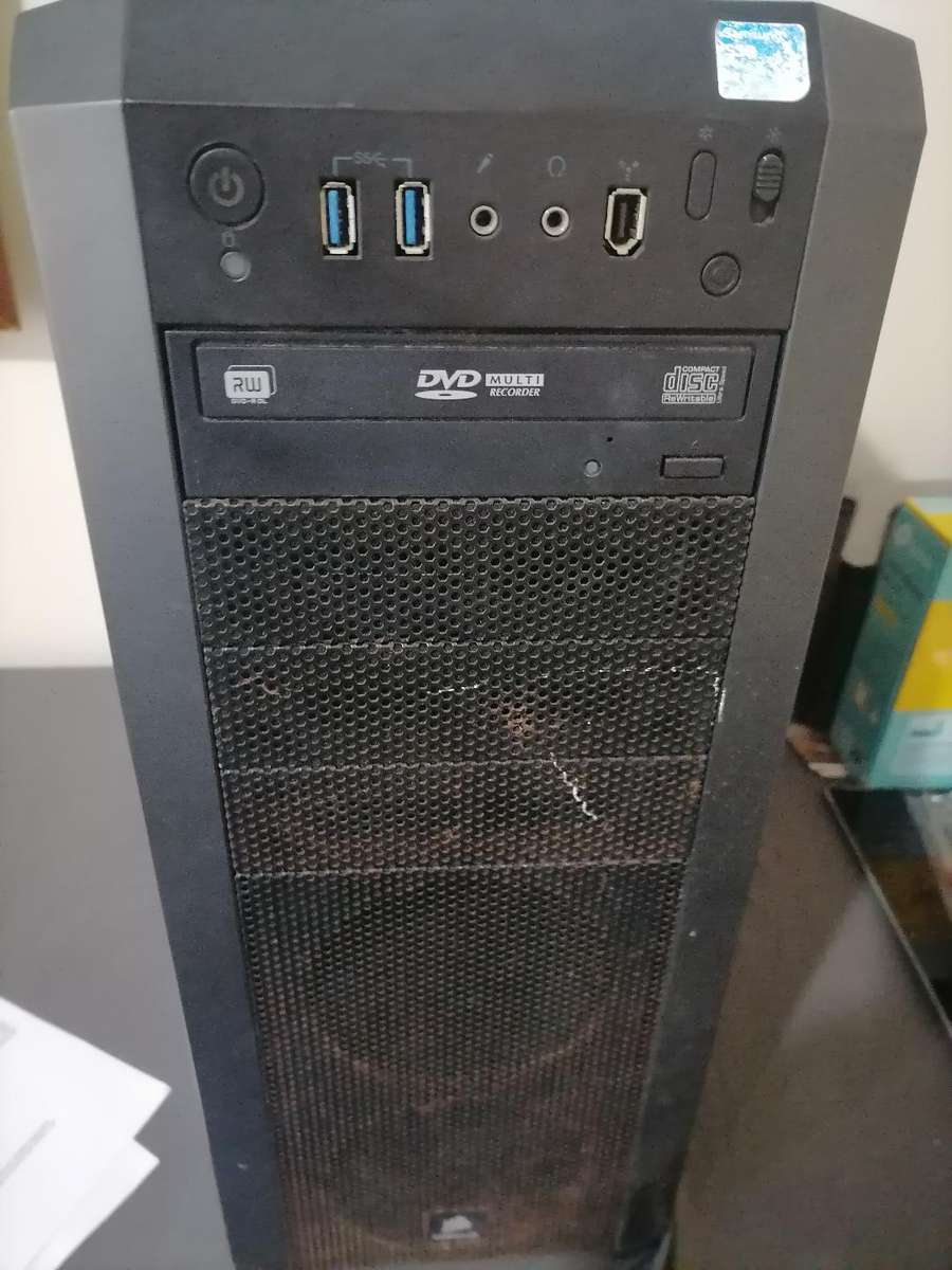 Corsair gaming PC box with Gigabyte motherboard and PSU. i5 CPU. Sold as is.