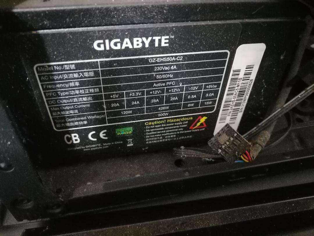 Corsair gaming PC box with Gigabyte motherboard and PSU. i5 CPU. Sold as is.