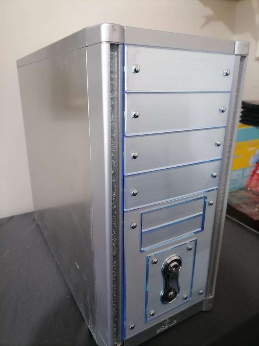 Aluminium PC Chassis with Motherboard, PSU, DVD Writer (Sold as is)