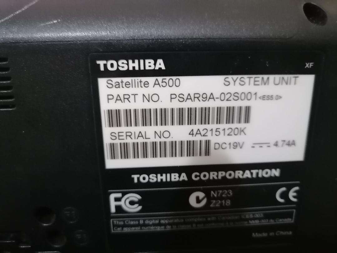 *TOSHIBA SATELITE A500 LAPTOP WITH HARMON KARDON SOUND.HDD NOT DETECTED*