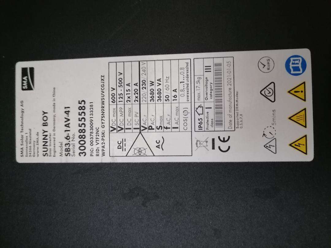 **SMA SB 3.6-1AV-41 3.6kW Grid-Tie Inverter*solar inverter*