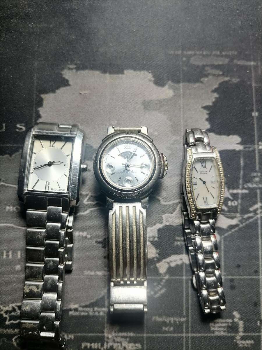 *LOT OF 3 WATCHES*CITIZEN ECO DRIVE+POLICE+DE LONGE*ONE BID FOR ALL 3*