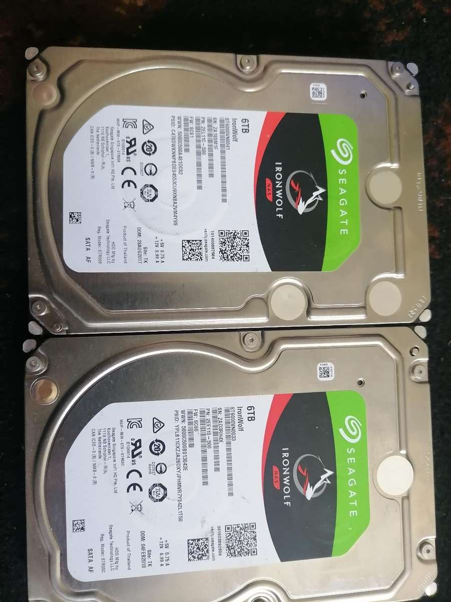 LOT OF 2 X 6TB SEAGATE IRONWOLF NAS HARD DRIVES*UNTESTED*ONE BID FOR BOTH**