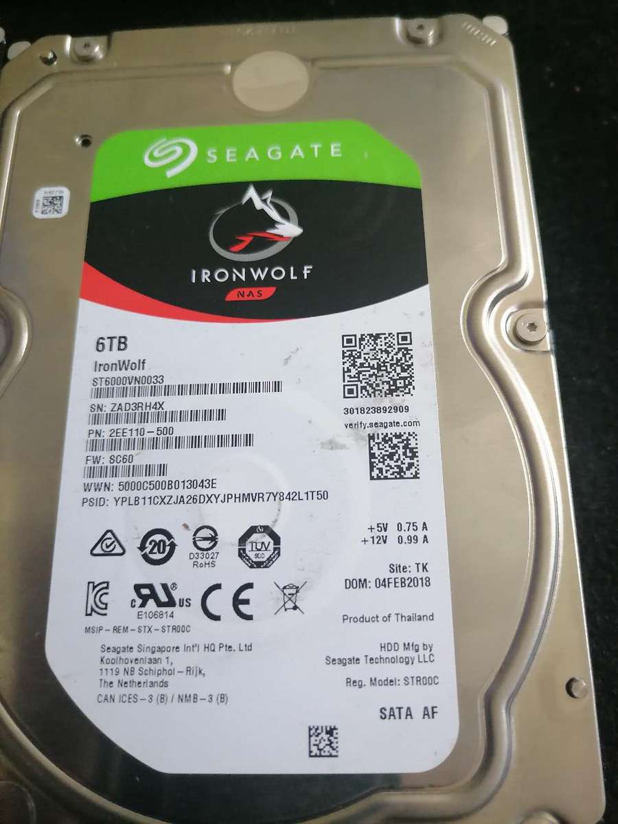 LOT OF 2 X 6TB SEAGATE IRONWOLF NAS HARD DRIVES*UNTESTED*ONE BID FOR BOTH**