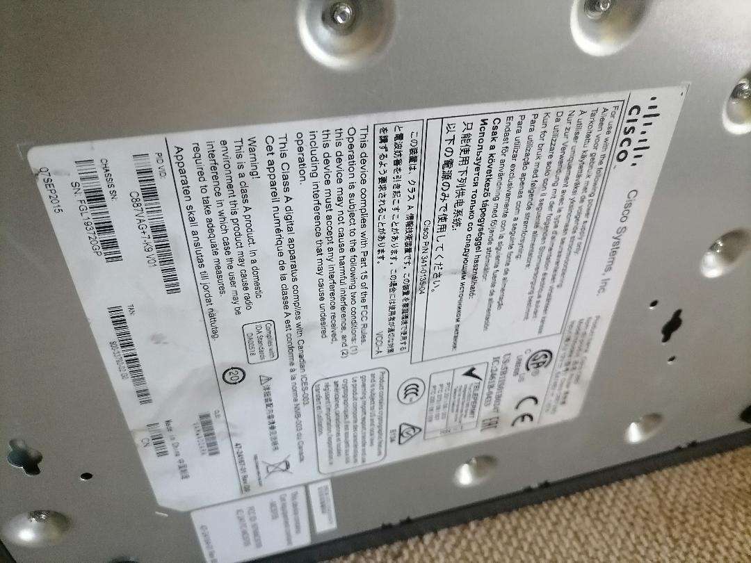 Cisco 887VAG 3G Integrated Services Router