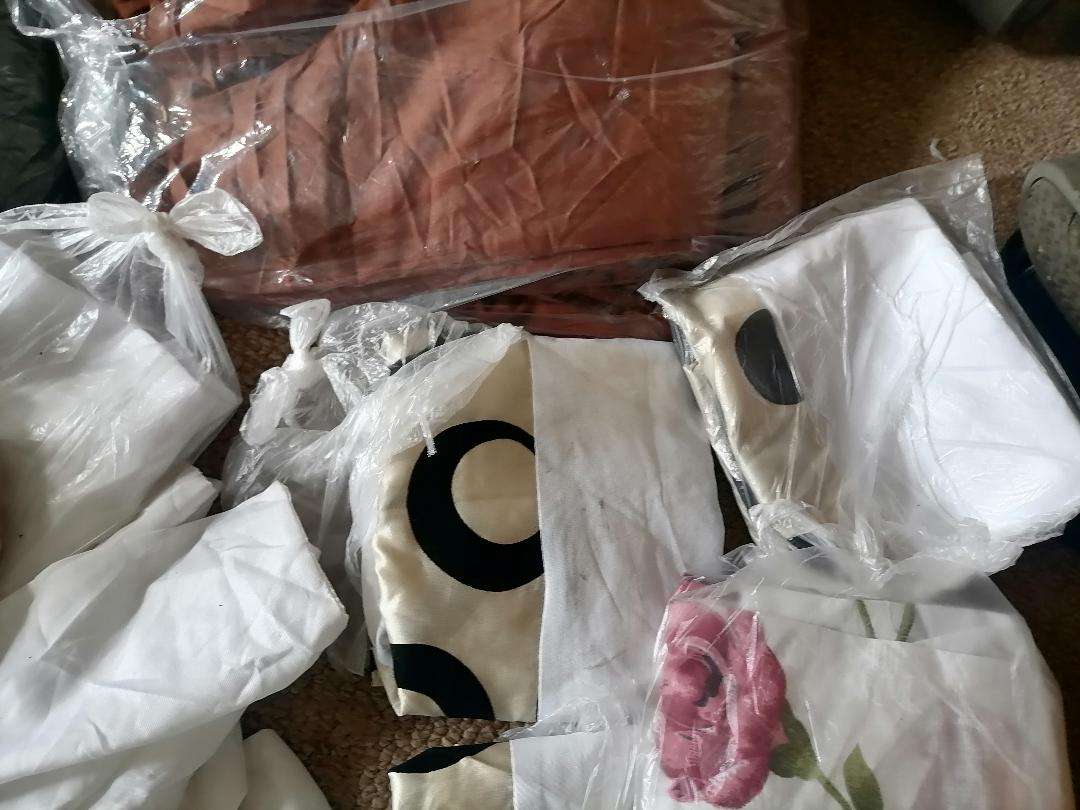 Bulk lot of pillow cases, curtains, etc. One bid for the lot.