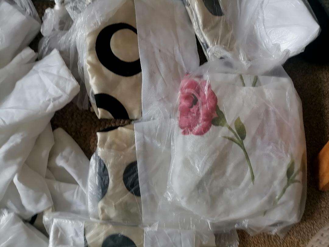 Bulk lot of pillow cases, curtains, etc. One bid for the lot.