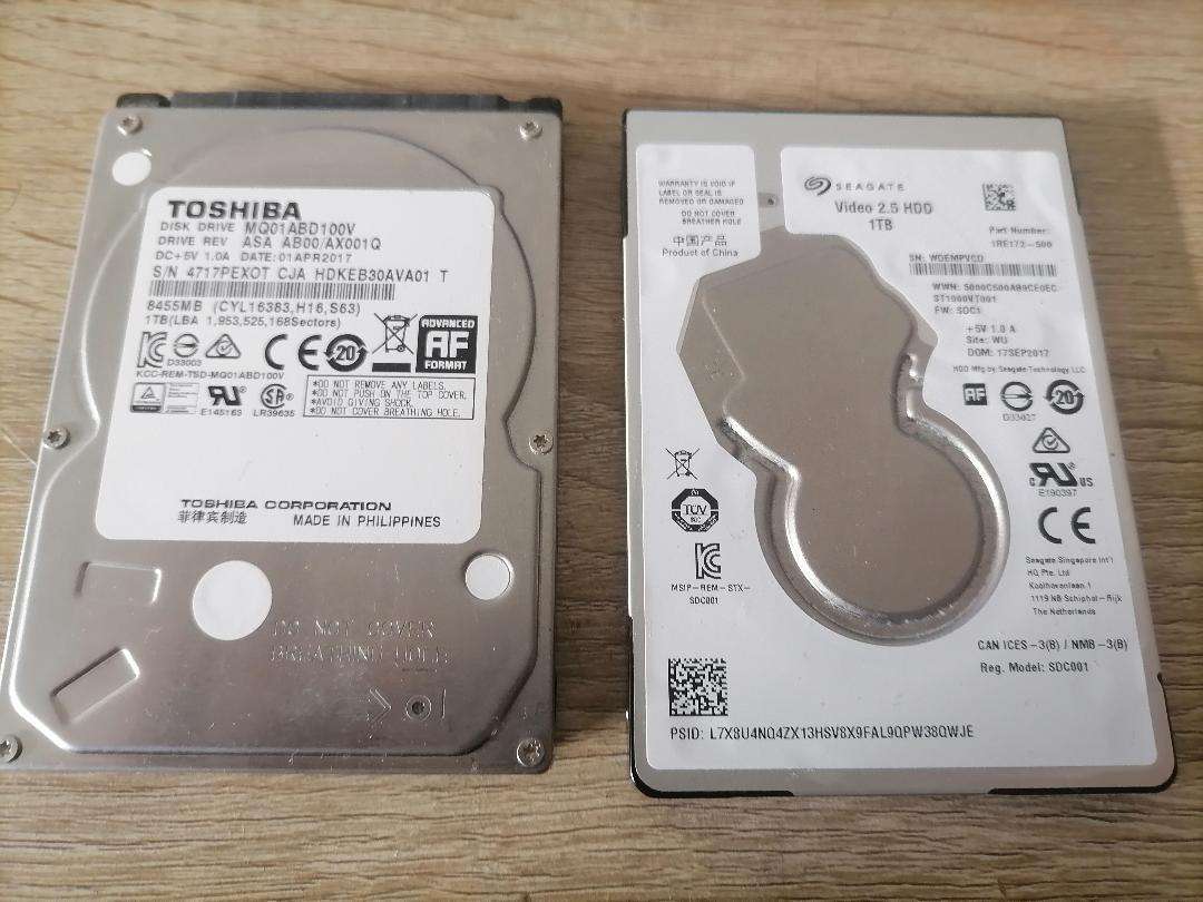 2 x 1TB Laptop Hard Drives - Seagate & Toshiba - One Bid for Both