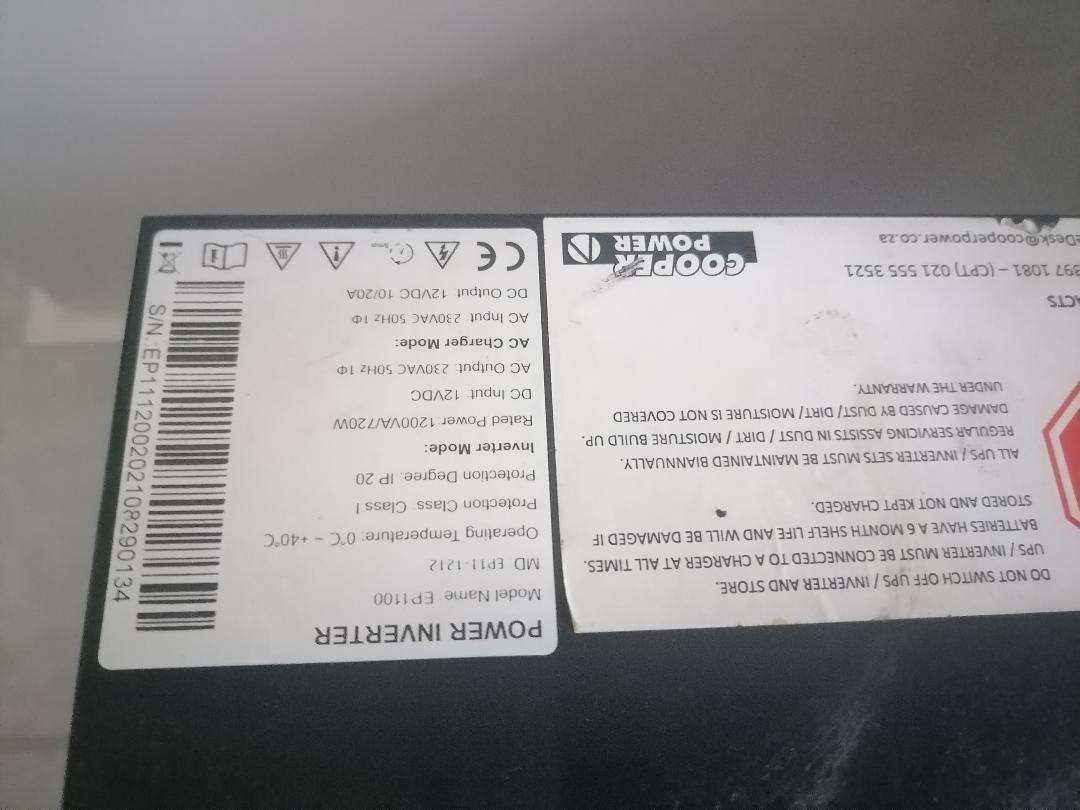 certo ep1100 inverter with Royal 1150k 12v battery