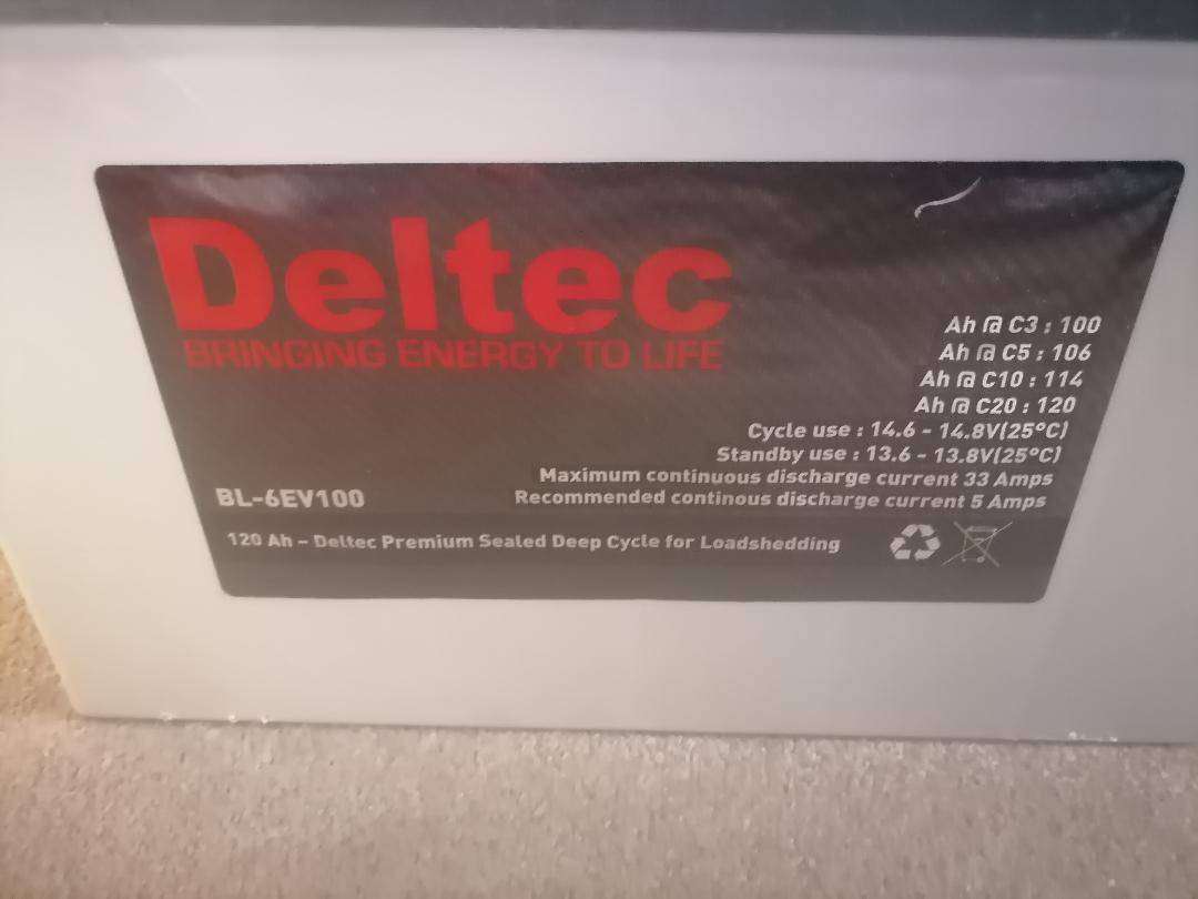 DELTEC 120AH PREMIUM SEALED DEEP CYCLE BATTERY FOR LOADSHEDDING*2 ON OFFER*