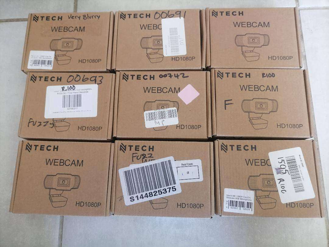 Lot of 9 x untested Ntech HD Webcam (USB)(1080p)