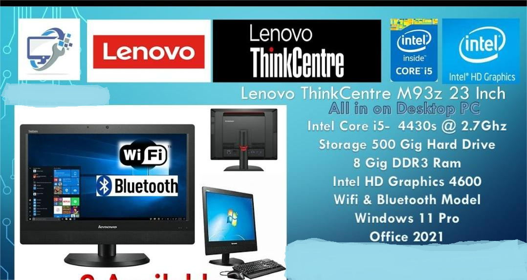 **LENOVO 24 INCH  i5 4TH GEN 8GB RAM ,500GB HDD,M93Z ALL IN 1 PC,W 10/OFFICE(INCL NEW KEYBOARD+MOUSE