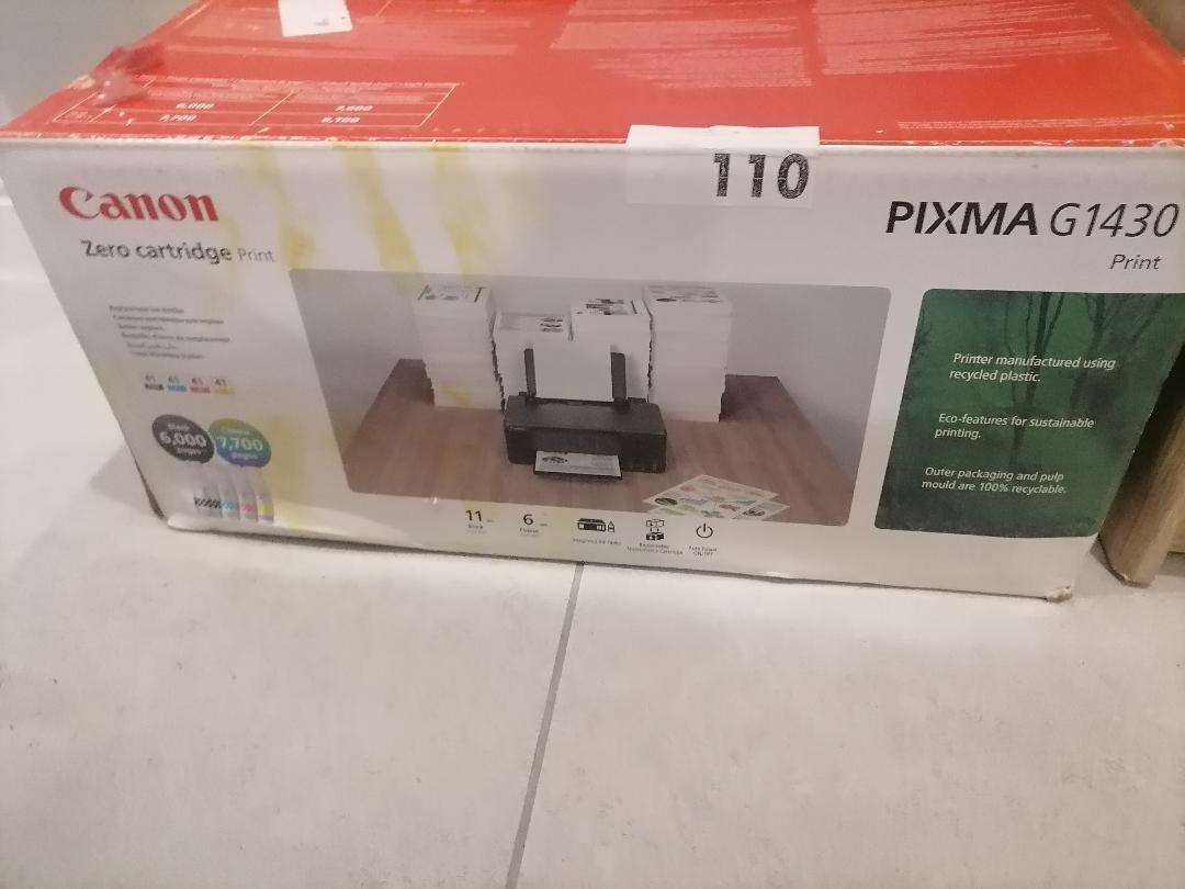 Canon Pixma G1430 InkTank Printer with Manuals, Disk, Cables, Full Ink Tanks