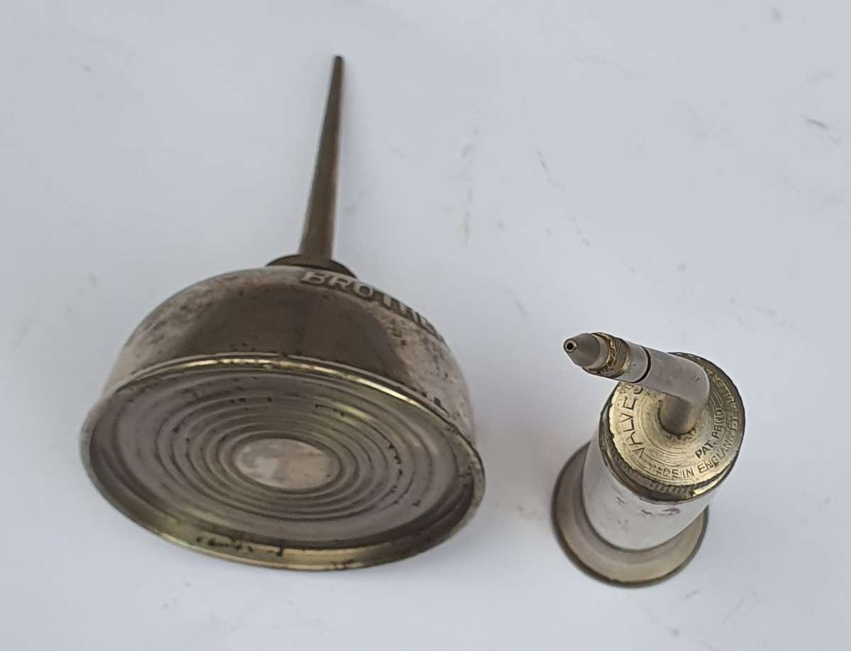 Perfect Pair of Vintage Oil Cans - 1 Brother and 1 Valve Spout by Muller & Co.
