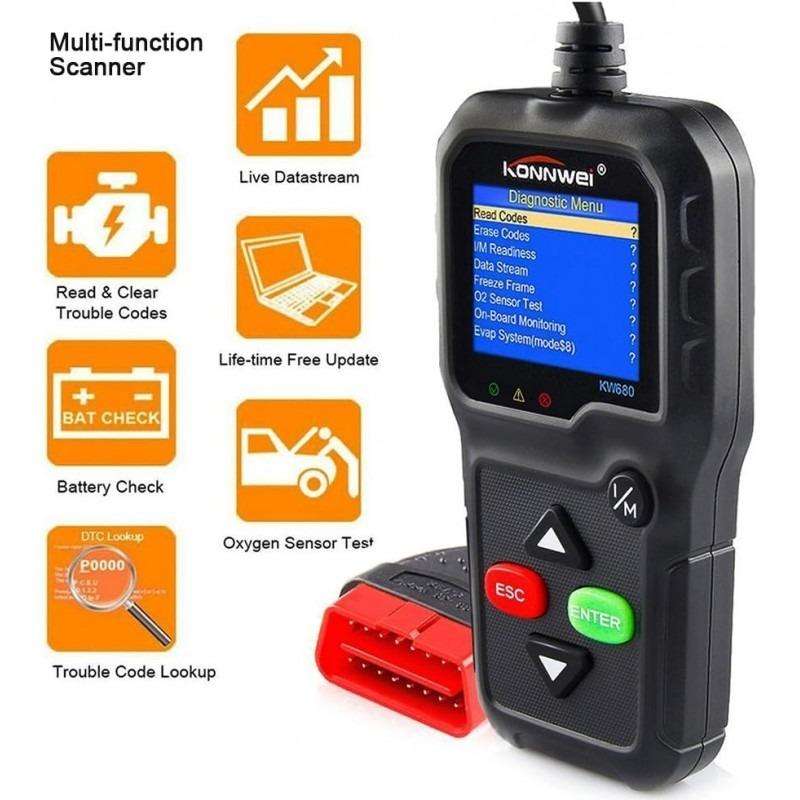 KONNWEI KW680 OBD2 OBDII Car Diagnostic Scanner - (Open Box)