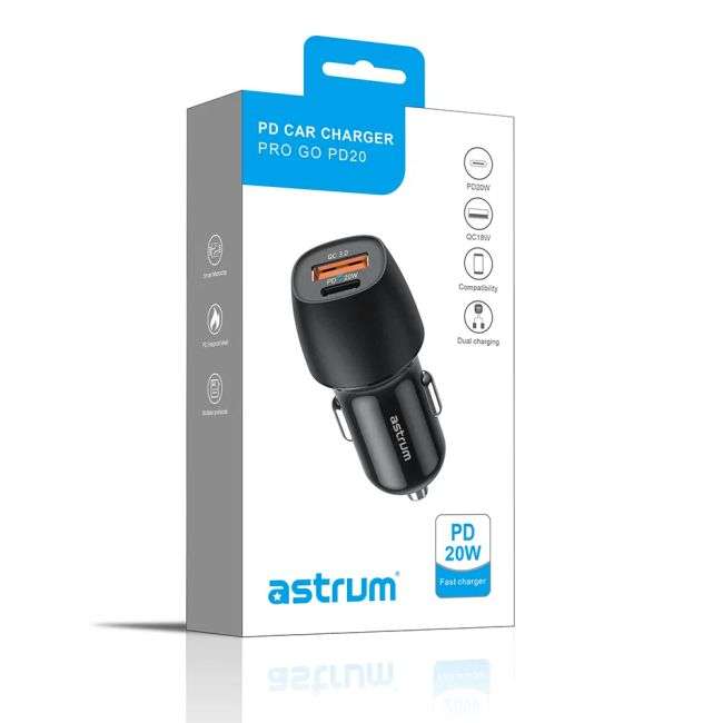 Astrum USB-C 20W Dual USB Travel Car Charger