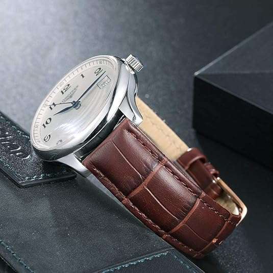 18mm Brown Leather Watch Strap Crocodile-Embossed