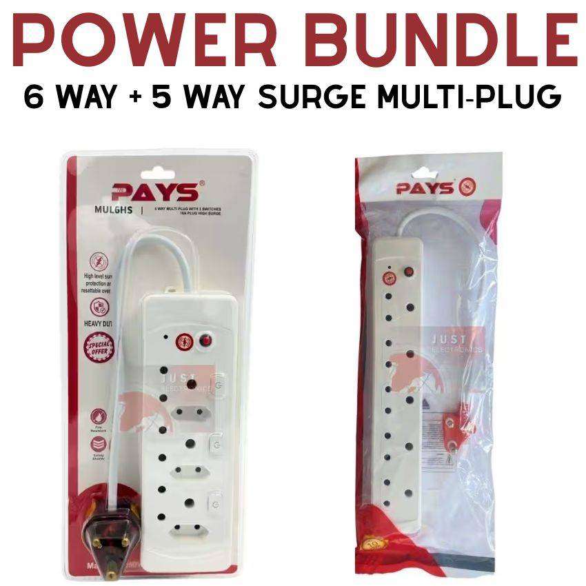 Home Office Power Bundle 6-Way + 5-Way Surge Multiplug