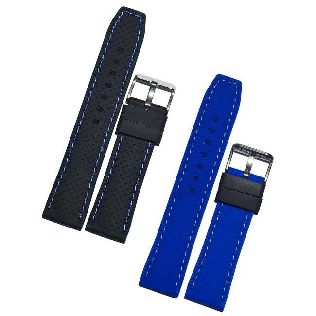 22mm Two-Colour Silicone Watch Strap Black & Blue